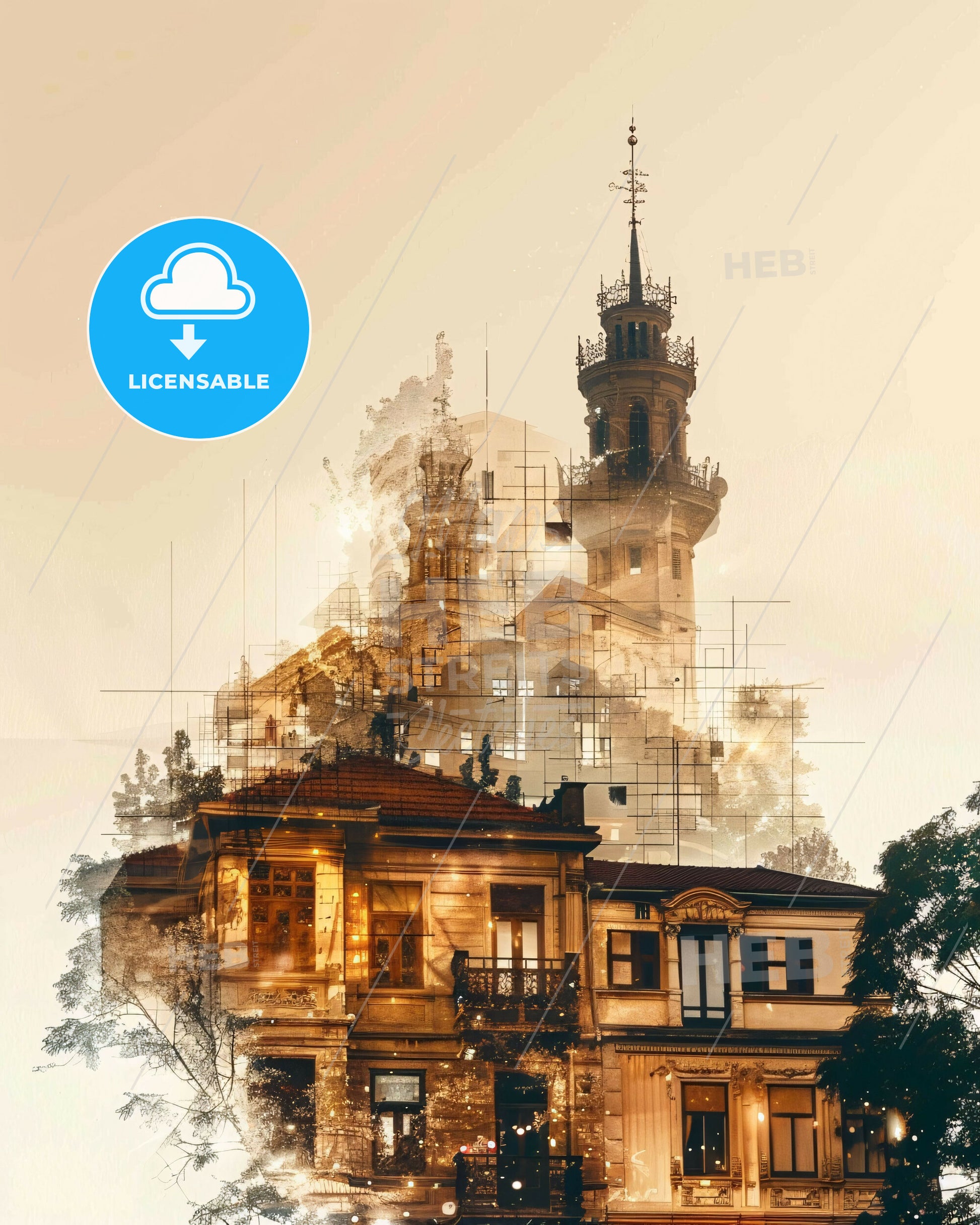 Podgorica Skyline Double Exposure Architecture Art - A double exposure of a building