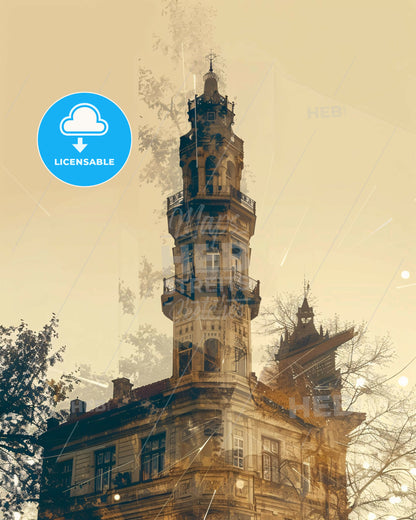 Podgorica Skyline Architecture Poster Design - A building with a tower