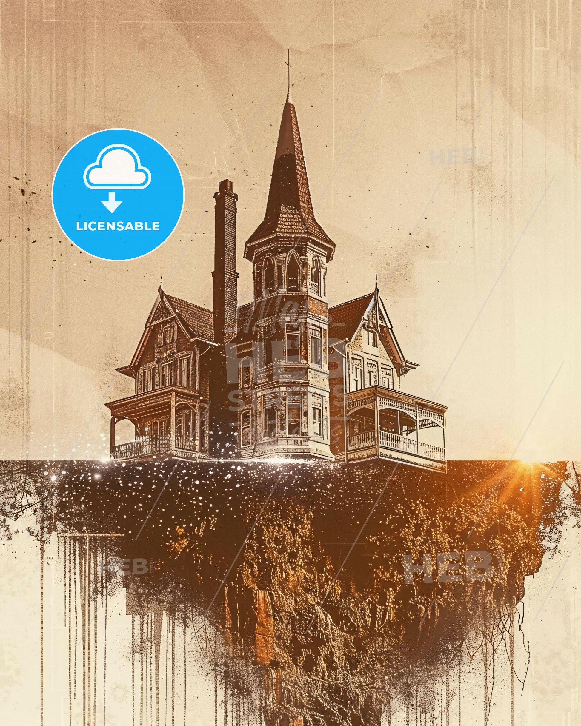 Pointe-Noire Skyline Double Exposure Cityscape Art Print - A house on a cliff