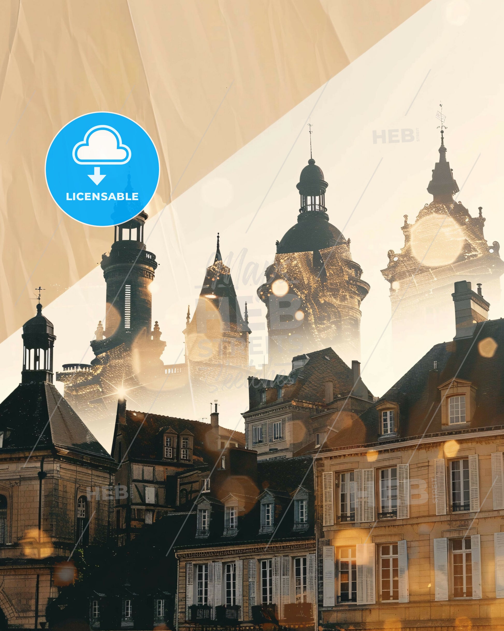 Poitiers - Radiant Ruins Skyline Silhouette - A group of buildings with towers