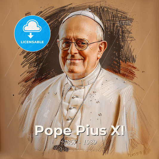 Pope Pius XI, 1857 - 1939, Pope - A Man Wearing A White Robe And A White Hat Print Template