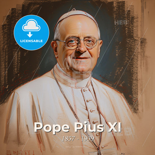 Pope Pius XI, 1857 - 1939, Pope - A Man In A White Robe And Glasses Print Template