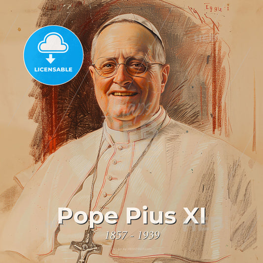 Pope Pius XI, 1857 - 1939, Pope - A Man Wearing A White Robe And A Necklace Print Template