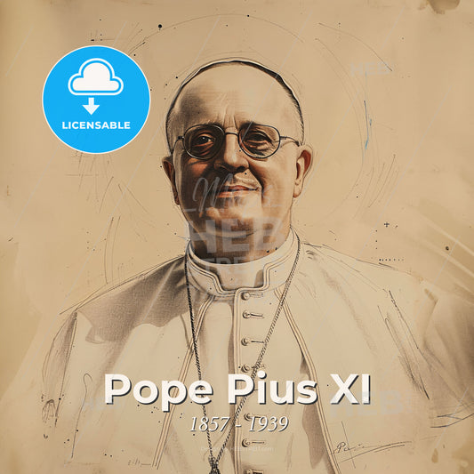 Pope Pius XI, 1857 - 1939, Pope - A Man Wearing Glasses And A White Robe Print Template
