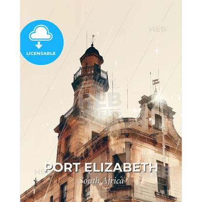 Port Elizabeth Skyline Memories Poster - A building with a tower - Square format print template