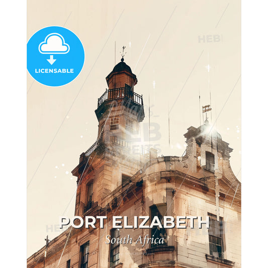 Port Elizabeth Skyline Memories Poster - A building with a tower - Square format print template