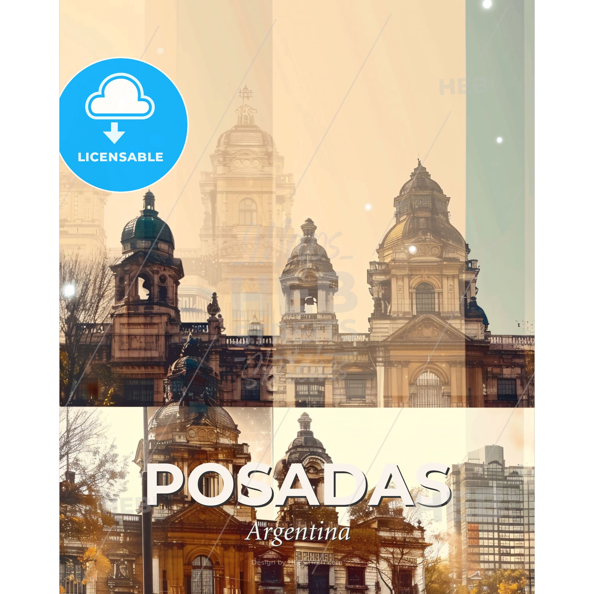 Posadas Cityscape Multiexposure Art - A collage of a building - Square format print template