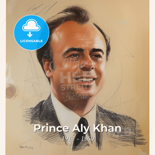 Prince Aly Khan, 1911 - 1960, Pakistani prince - A Drawing Of A Man Print Template