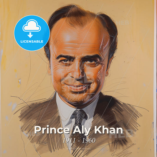 Prince Aly Khan, 1911 - 1960, Pakistani prince - A Drawing Of A Man Print Template