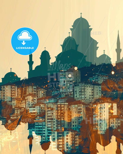 Prishtina Kosovo Skyline Art Poster - A city with many buildings