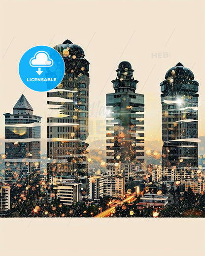 Prishtina Kosovo City Skyline Poster - A group of tall buildings