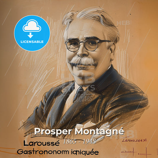 Prosper Montagné, 1865 - 1948, French chef - A Man With A Mustache Wearing Glasses Print Template