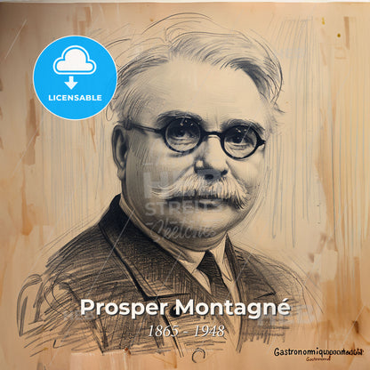Prosper Montagné, 1865 - 1948, French chef - A Drawing Of A Man With Glasses Print Template