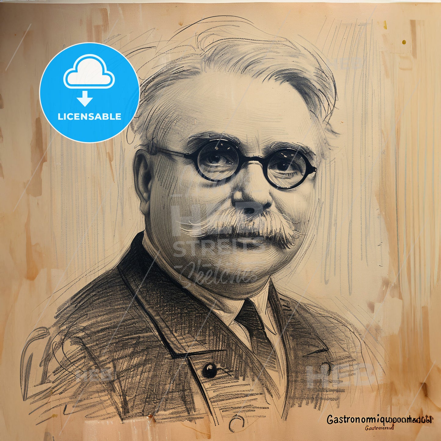 Prosper Montagné, 1865 - 1948, French chef - A Drawing Of A Man With Glasses