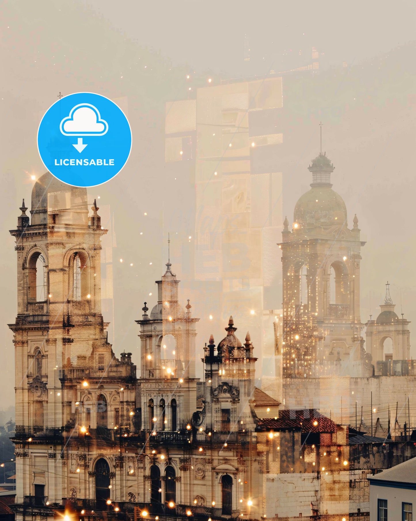 Pucallpa: Double Exposure Cityscape Symphony - A double exposure of a building