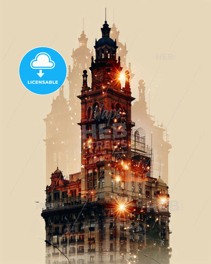 Puente Alto City Skyline Art: Double Exposure Dreamscape - A double exposure of a building