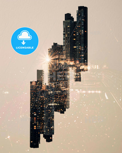 Puente de Vallecas Urban Art Poster Skyline Architecture - A city skyline with lights