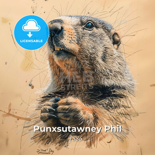 Punxsutawney Phil, Born: 1886, Groundhog - A Drawing Of A Beaver Print Template