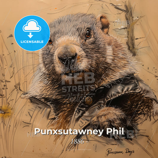 Punxsutawney Phil, Born: 1886, Groundhog - A Drawing Of A Beaver Print Template