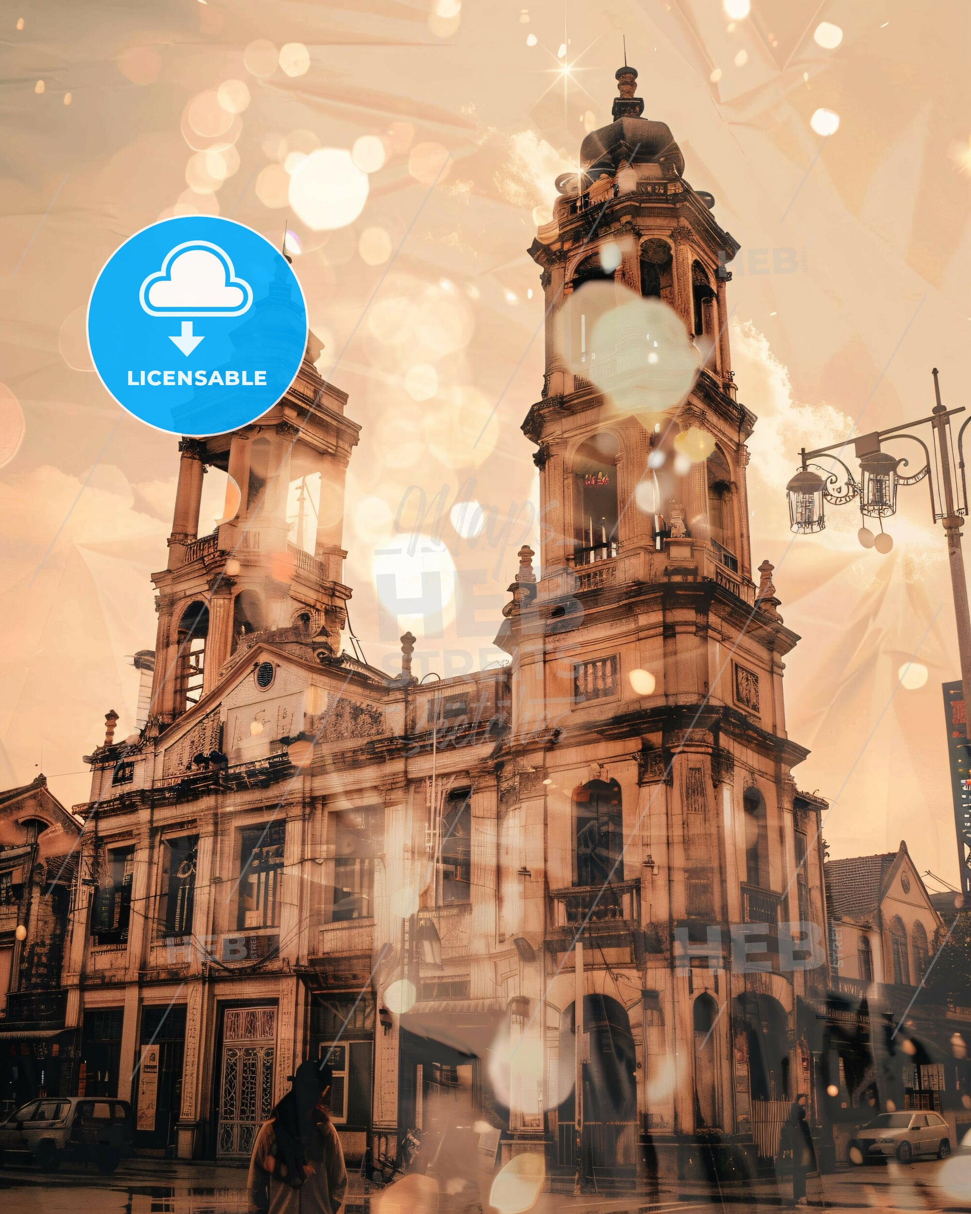 Putian City Skyline Architectural Poster Art - A building with a bell tower