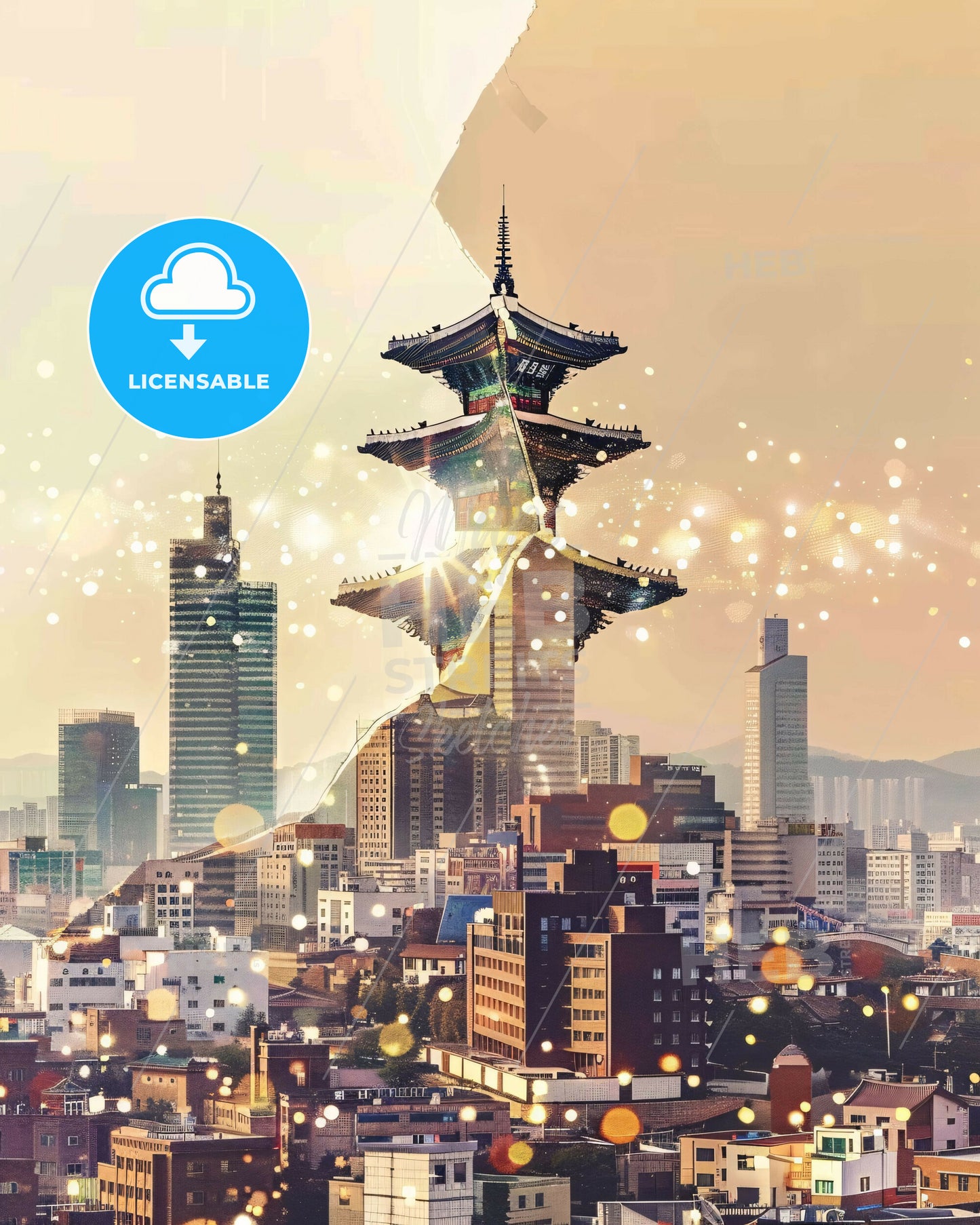 Pyeongtaek Skyline Night Vista Local Design - A city with a tall tower