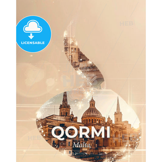 Qormi Skyline Nightlights Double Exposure Composite - A reflection of a building in a glass - Square format print template