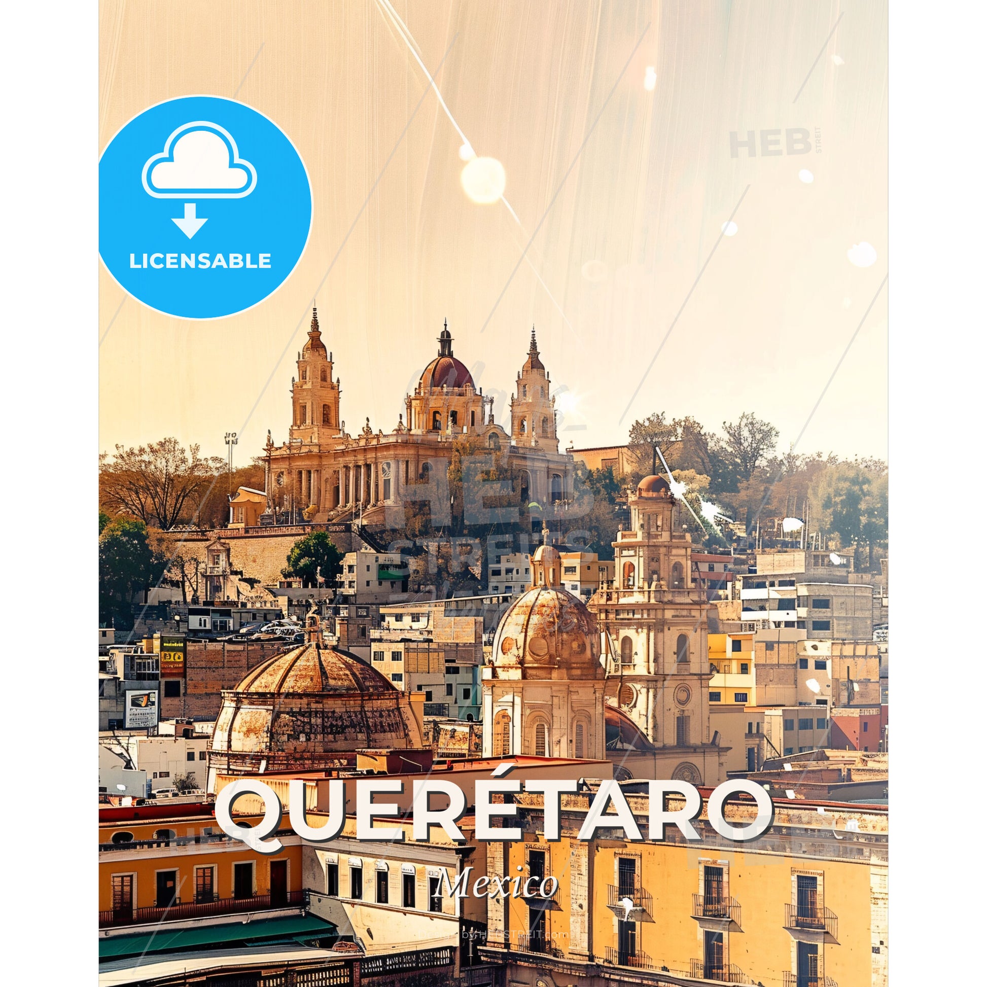 Queretaro Skyline Cityscape Poster Art - A city with a large building - Square format print template