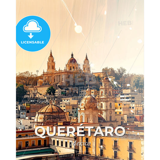 Queretaro Skyline Cityscape Poster Art - A city with a large building - Square format print template