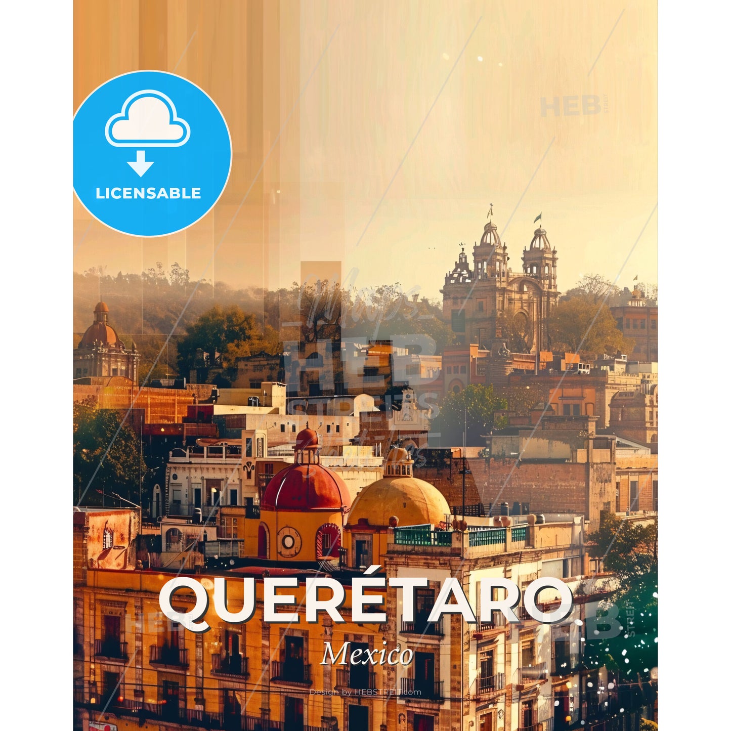 Queretaro Mexico Skyline Composite Art Poster - A city with many buildings - Square format print template