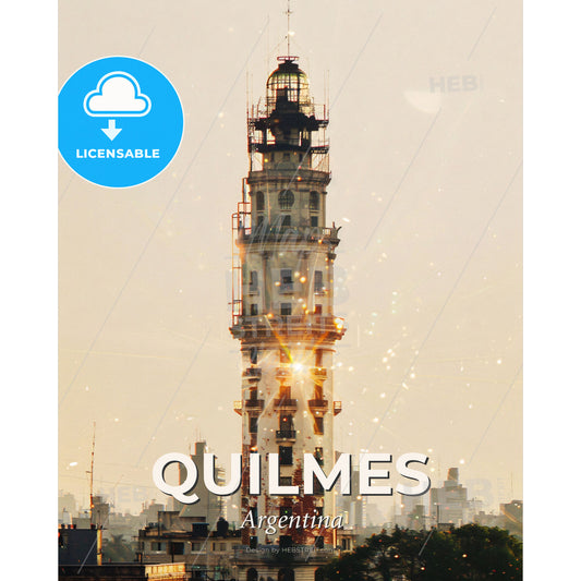 Quilmes Cityscape Sparkles with Architectural Charm - A tall building with scaffolding and a city skyline - Square format print template