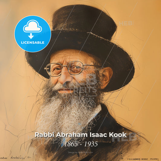 Rabbi Abraham Isaac Kook, 1865 - 1935, Jewish spiritual leader - A Man With A Beard Wearing A Top Hat Print Template