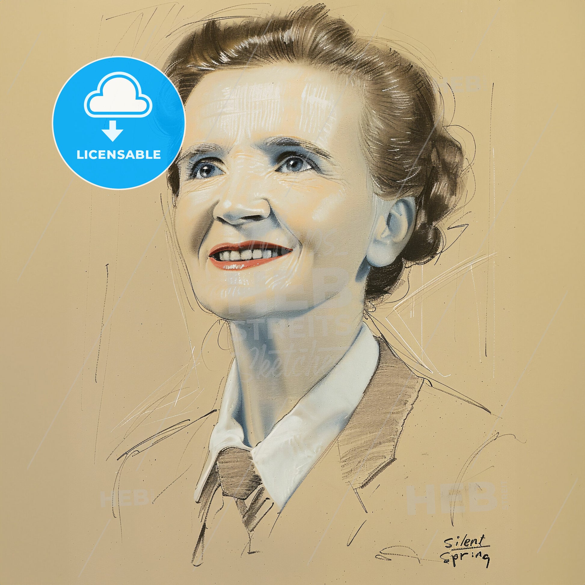 Rachel Carson, 1907 - 1964, American marine biologist and conservationist - A Drawing Of A Woman Smiling