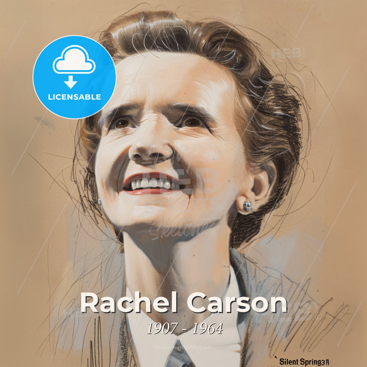 Rachel Carson, 1907 - 1964, American marine biologist and conservationist - A Drawing Of A Woman Smiling Print Template