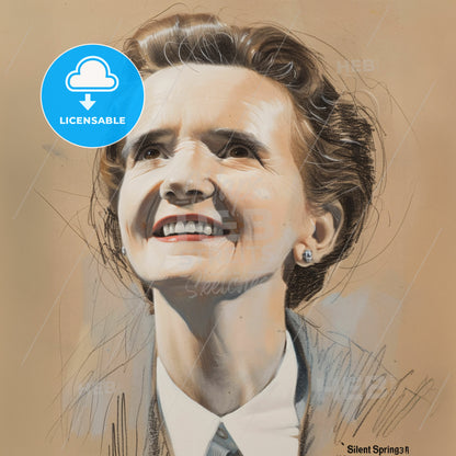 Rachel Carson, 1907 - 1964, American marine biologist and conservationist - A Drawing Of A Woman Smiling