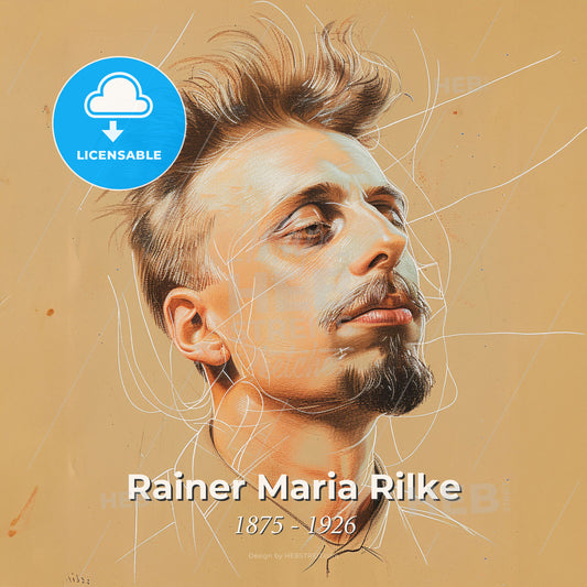 Rainer Maria Rilke, 1875 - 1926, Austrian poet - A Drawing Of A Man With A Beard Print Template