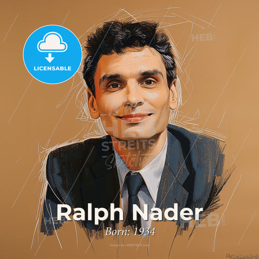 Ralph Nader, Born: 1934, American political activist and author - A Man In A Suit And Tie Print Template
