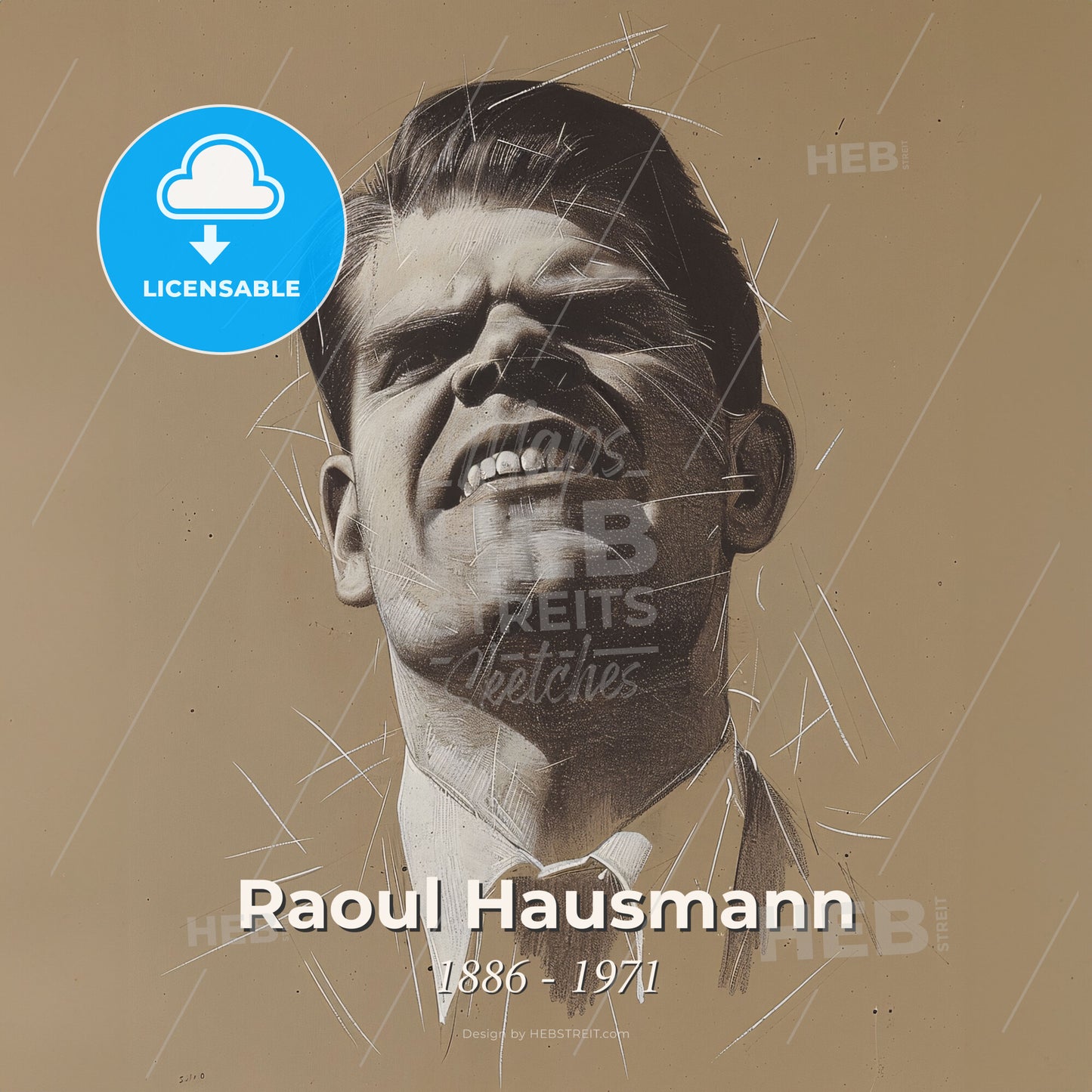 Raoul Hausmann, 1886 - 1971, Austrian artist - A Drawing Of A Man Print Template