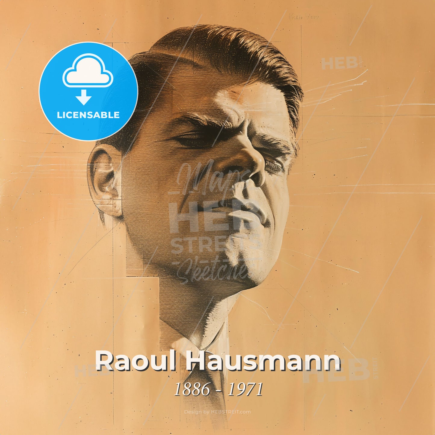 Raoul Hausmann, 1886 - 1971, Austrian artist - A Drawing Of A Man Print Template