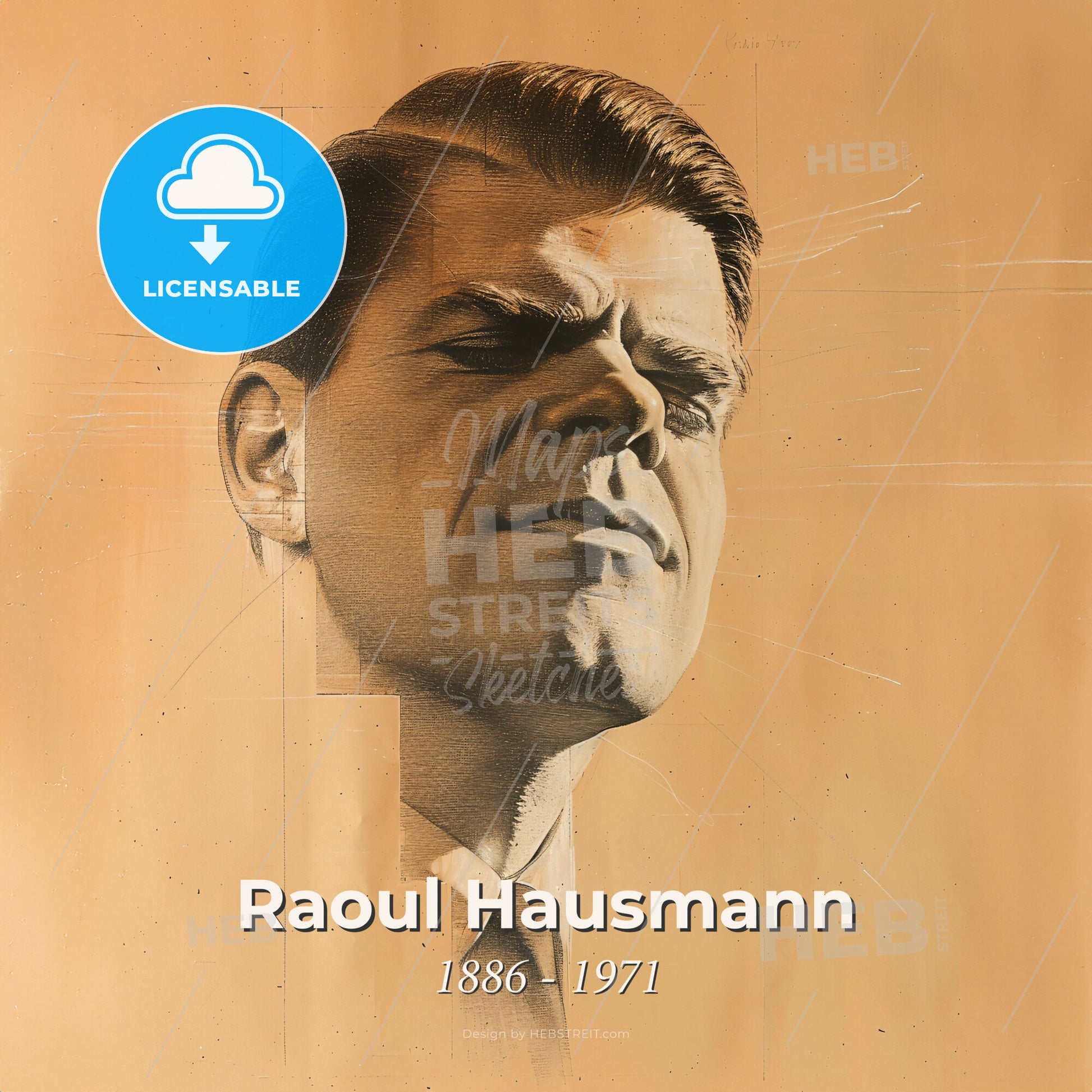 Raoul Hausmann, 1886 - 1971, Austrian artist - A Drawing Of A Man Print Template