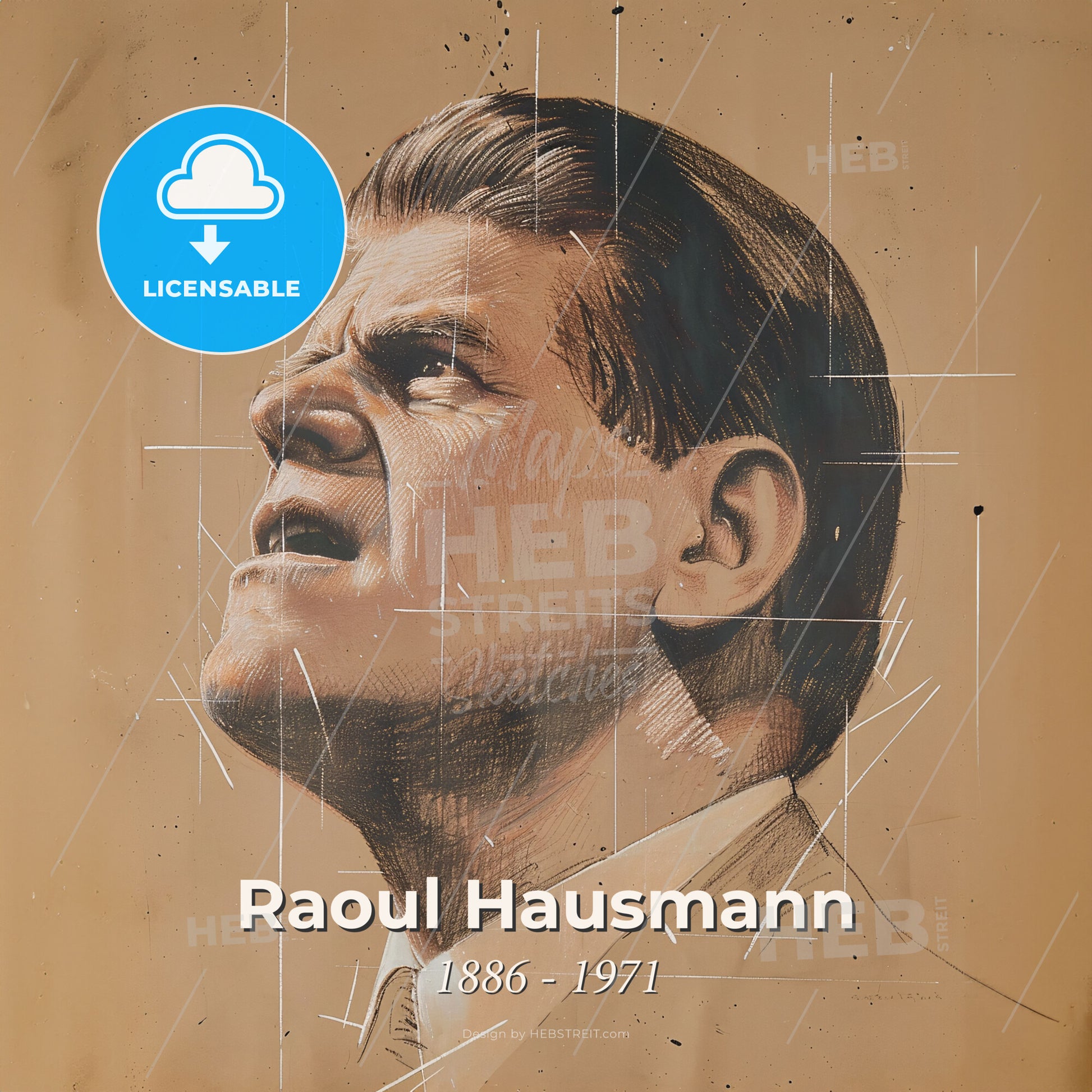 Raoul Hausmann, 1886 - 1971, Austrian artist - A Drawing Of A Man Print Template