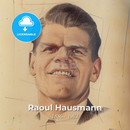 Raoul Hausmann, 1886 - 1971, Austrian artist - A Drawing Of A Man Smiling Print Template