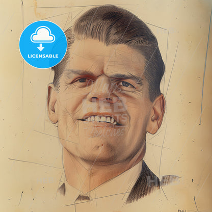 Raoul Hausmann, 1886 - 1971, Austrian artist - A Drawing Of A Man Smiling