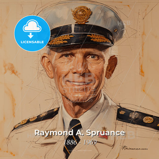 Raymond A. Spruance, 1886 - 1969, American Admiral - A Man In A Military Uniform Print Template