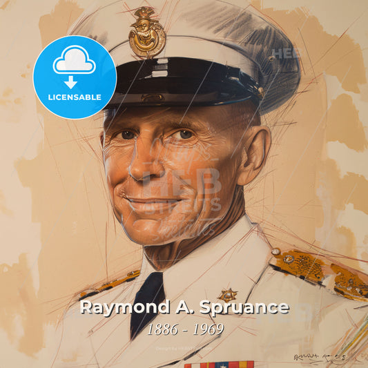 Raymond A. Spruance, 1886 - 1969, American Admiral - A Man In A Uniform Print Template