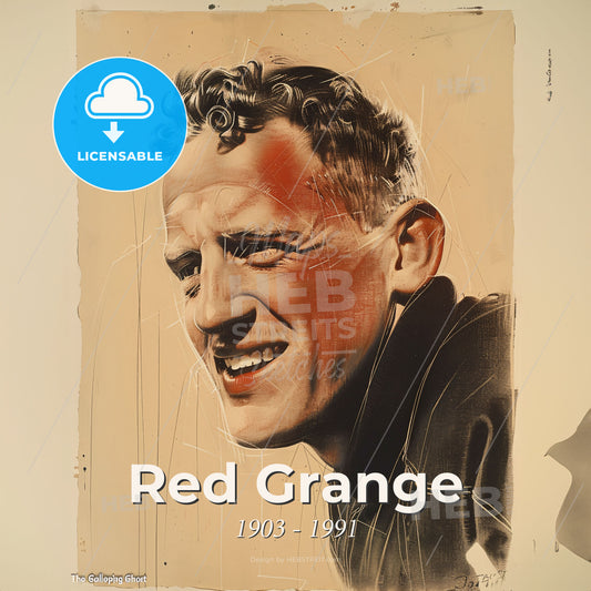Red Grange, 1903 - 1991, American football player - A Man With A Red Spot On His Forehead Print Template