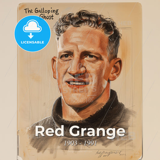 Red Grange, 1903 - 1991, American football player - A Drawing Of A Man Print Template
