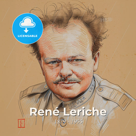 René Leriche, 1879 - 1955, French vascular surgeon - A Drawing Of A Man With A Mustache Print Template