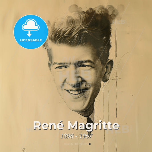 René Magritte, 1898 - 1967, Belgian surrealist painter - A Man With A Smoke Coming Out Of His Head Print Template