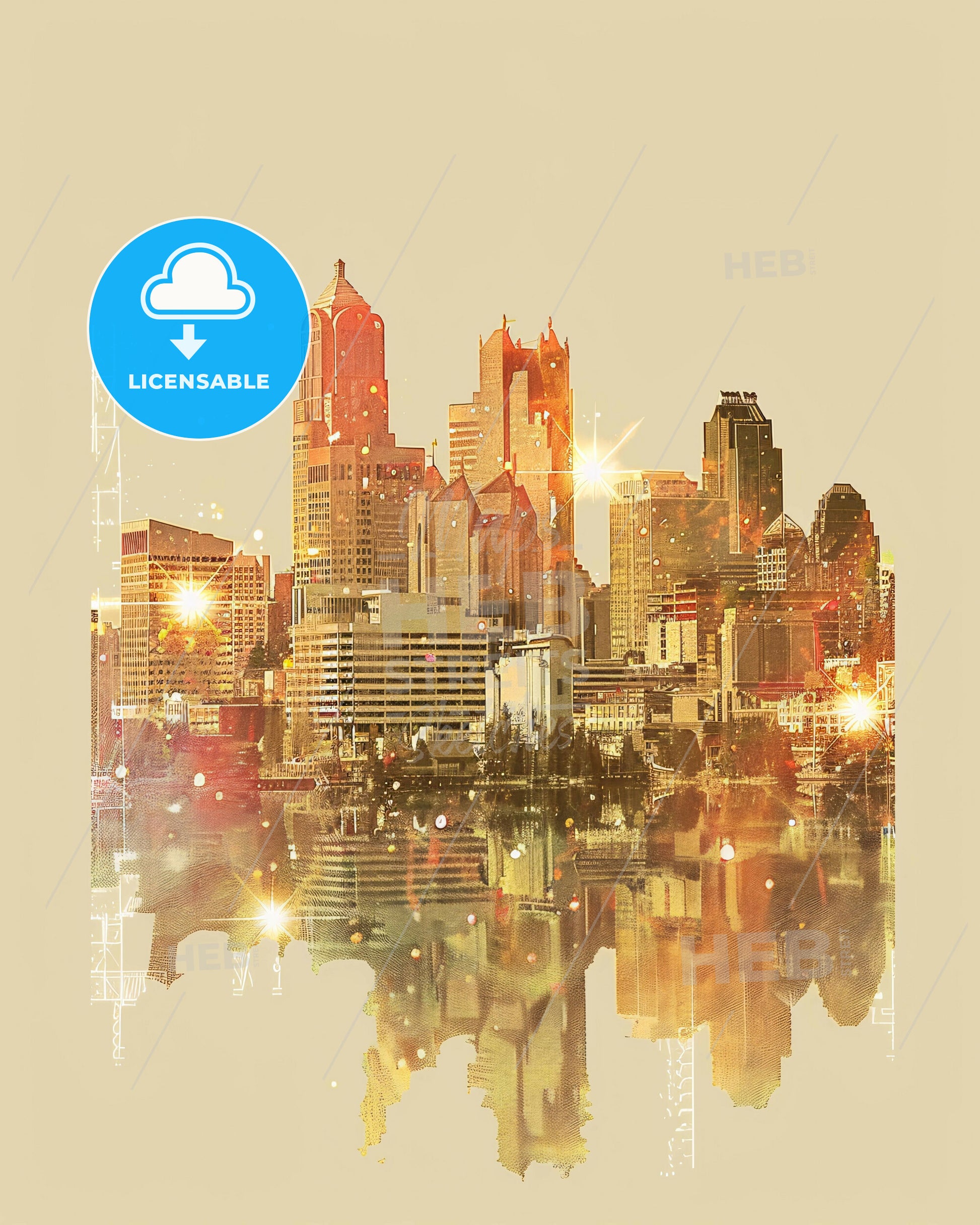 Renton Skyline Art: Iconic Cityscape Panorama - A city skyline with lights reflecting on water