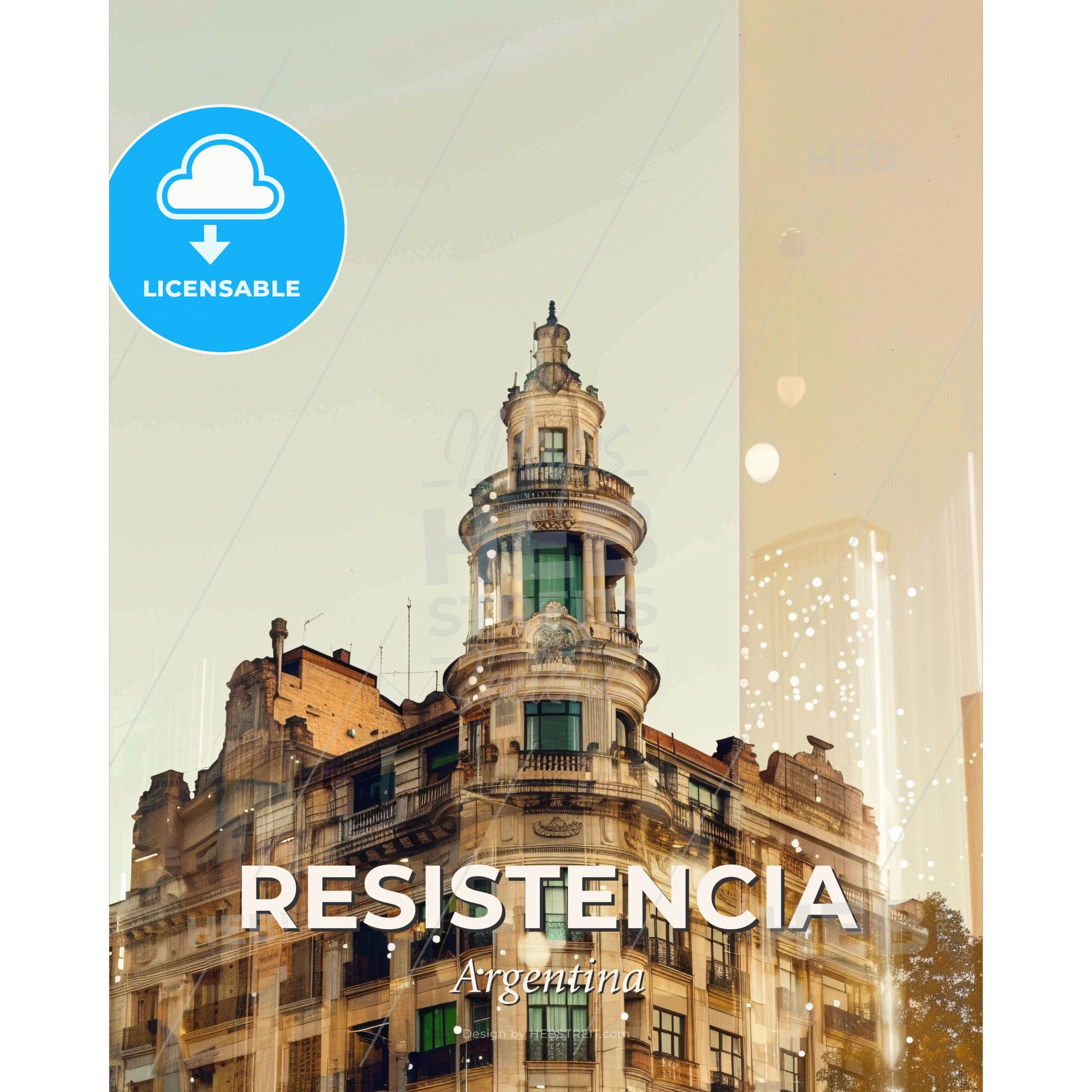 Resistencia Skyline Argentina Poster Art - A building with a tower - Square format print template